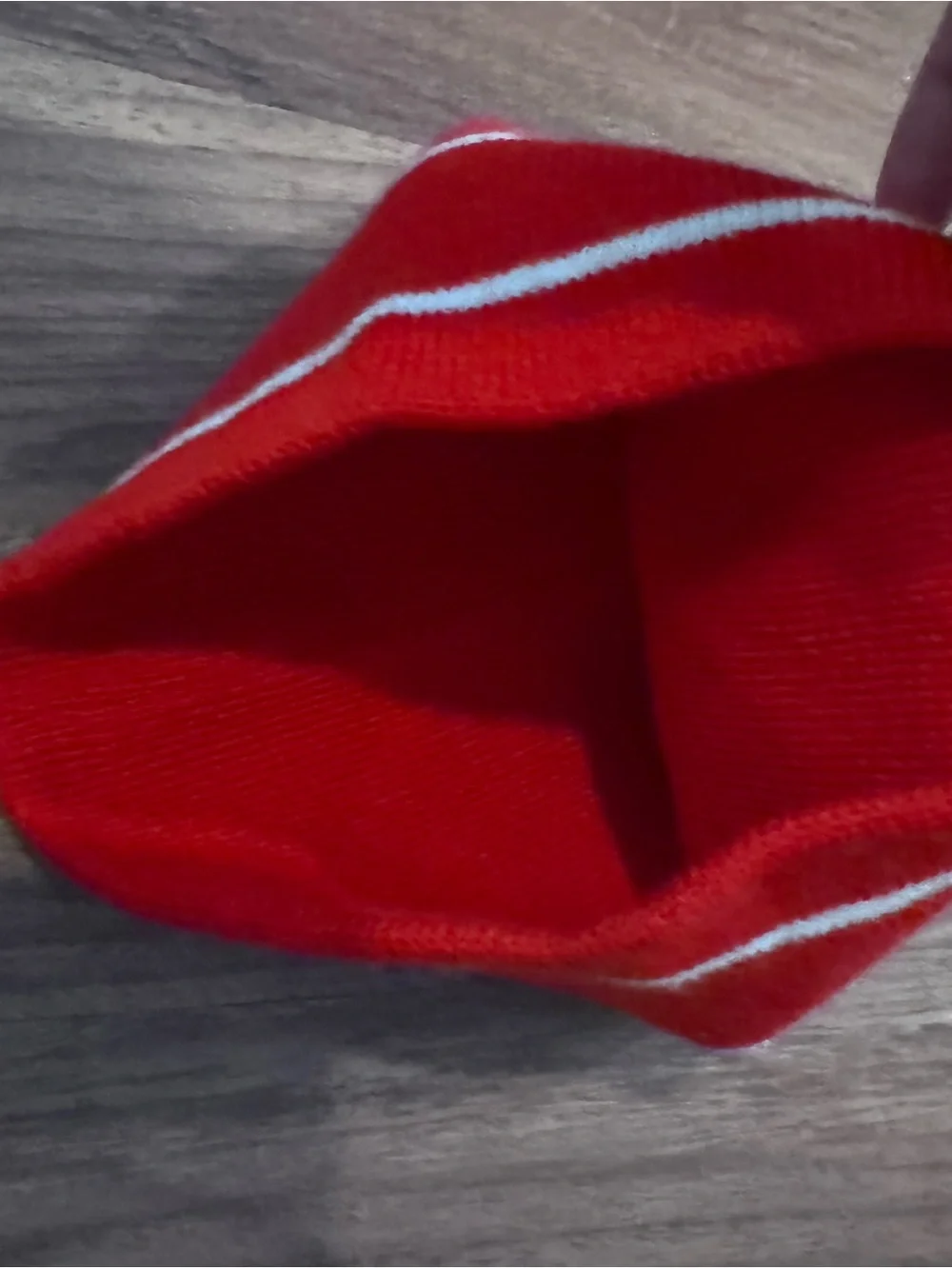 Saratoga Red Knit Beanie with White Stripe